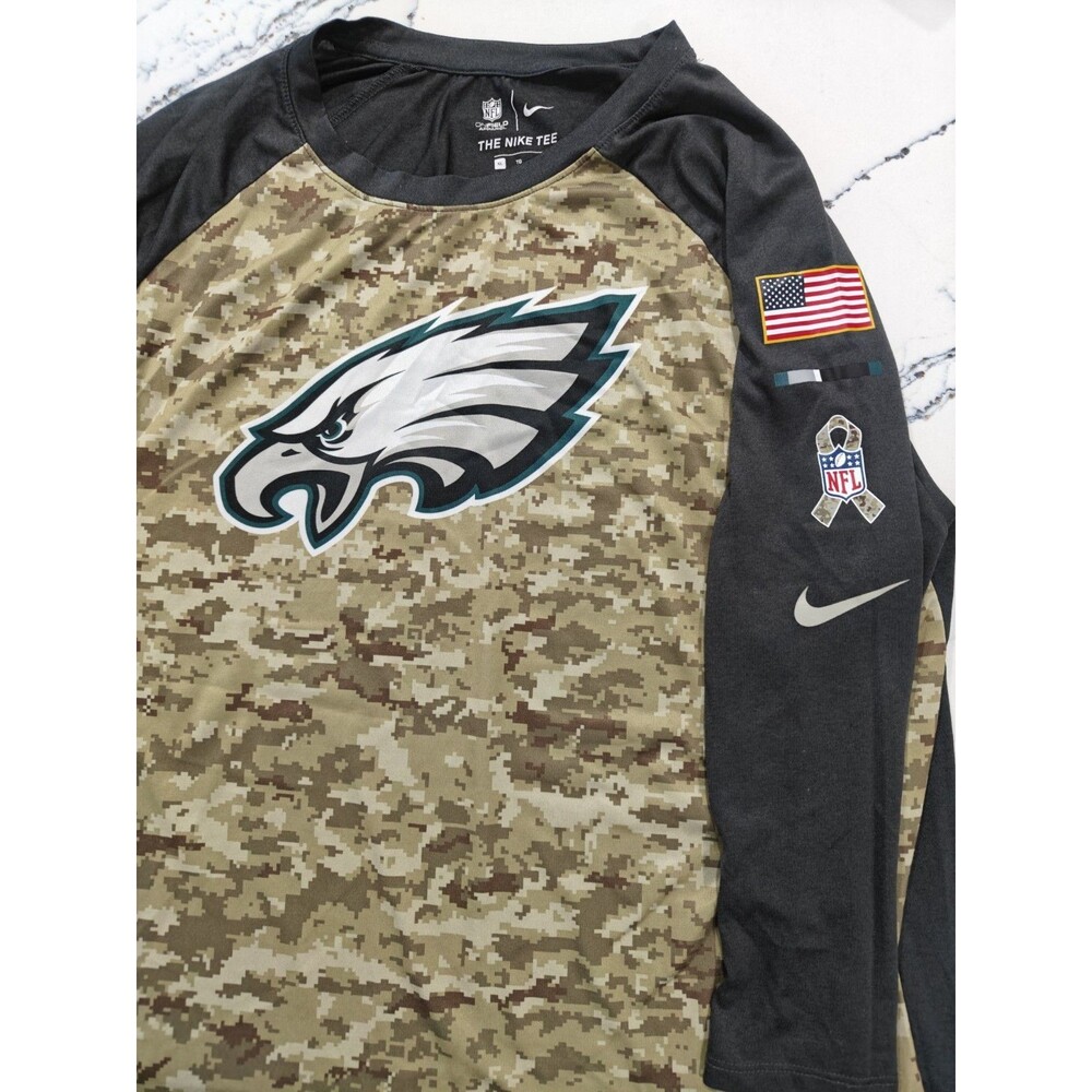 Nike Philadelphia Eagles Salute To Service Dri-fit Camo 3/4 Sleeve Shirt Large